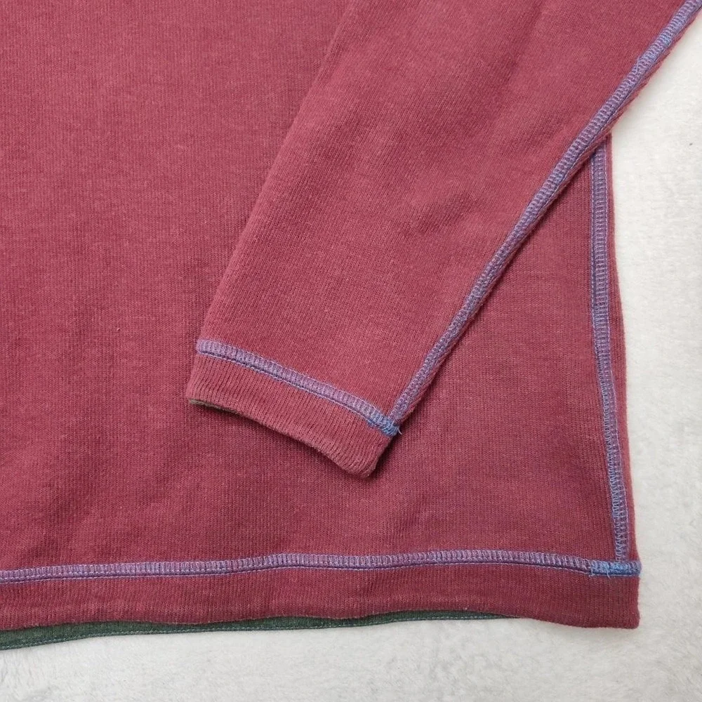 Johnnie-O Sweater Men L Red Mock Neck 1/4 Zip Golf Pullover Reversibe Tight-Knit